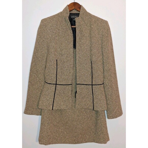 Kasper Women's Two Piece Skirt Suit Brown And Black Textured | Size 6 - Picture 1 of 16